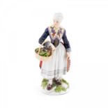 DANISH PORCELAIN FARMER'S WIFE WITH VEGETABLE BASKET