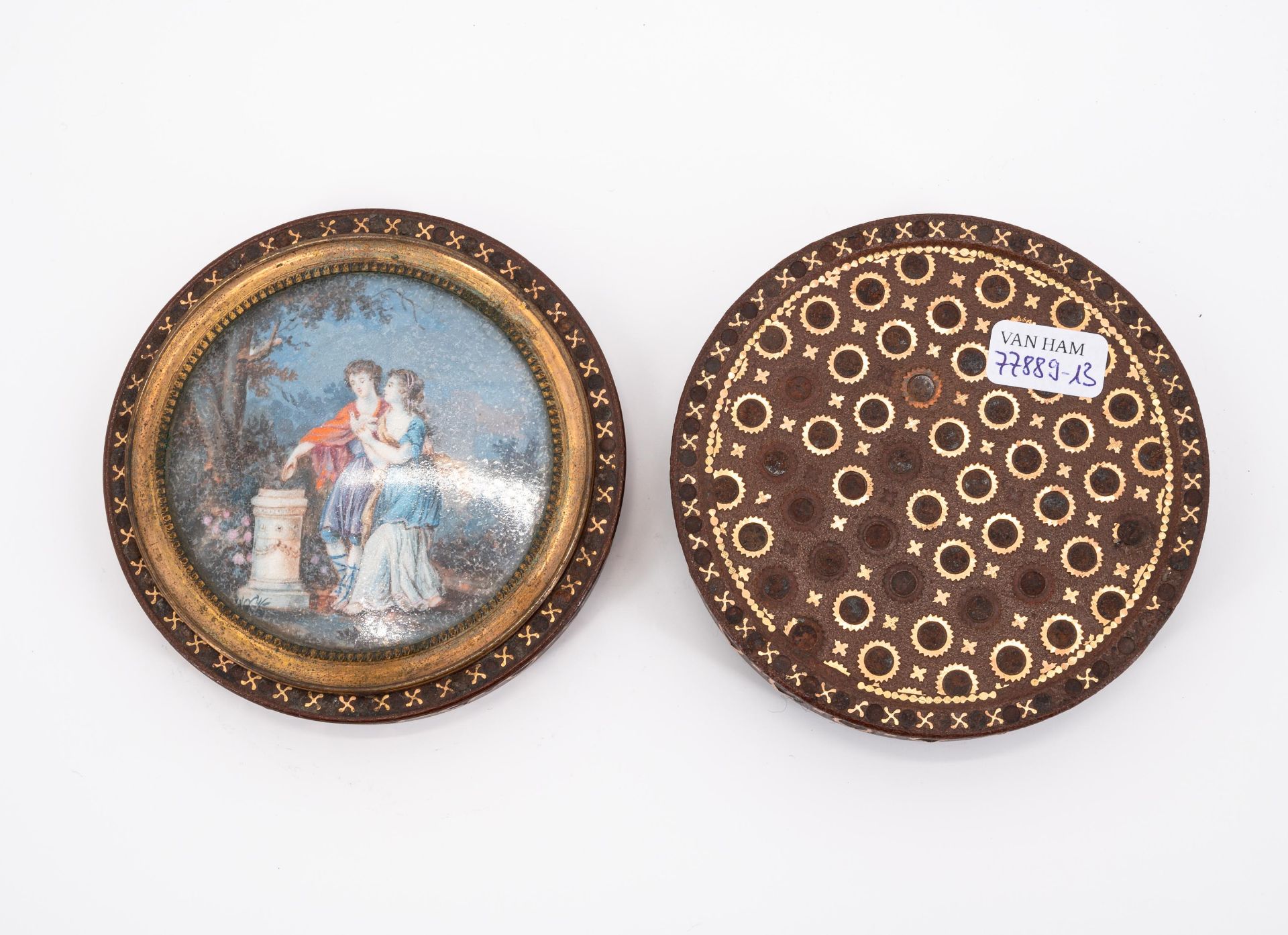 ROUND METAL BOX WITH COUPLE IN PARK LANDSCAPE - Image 3 of 3