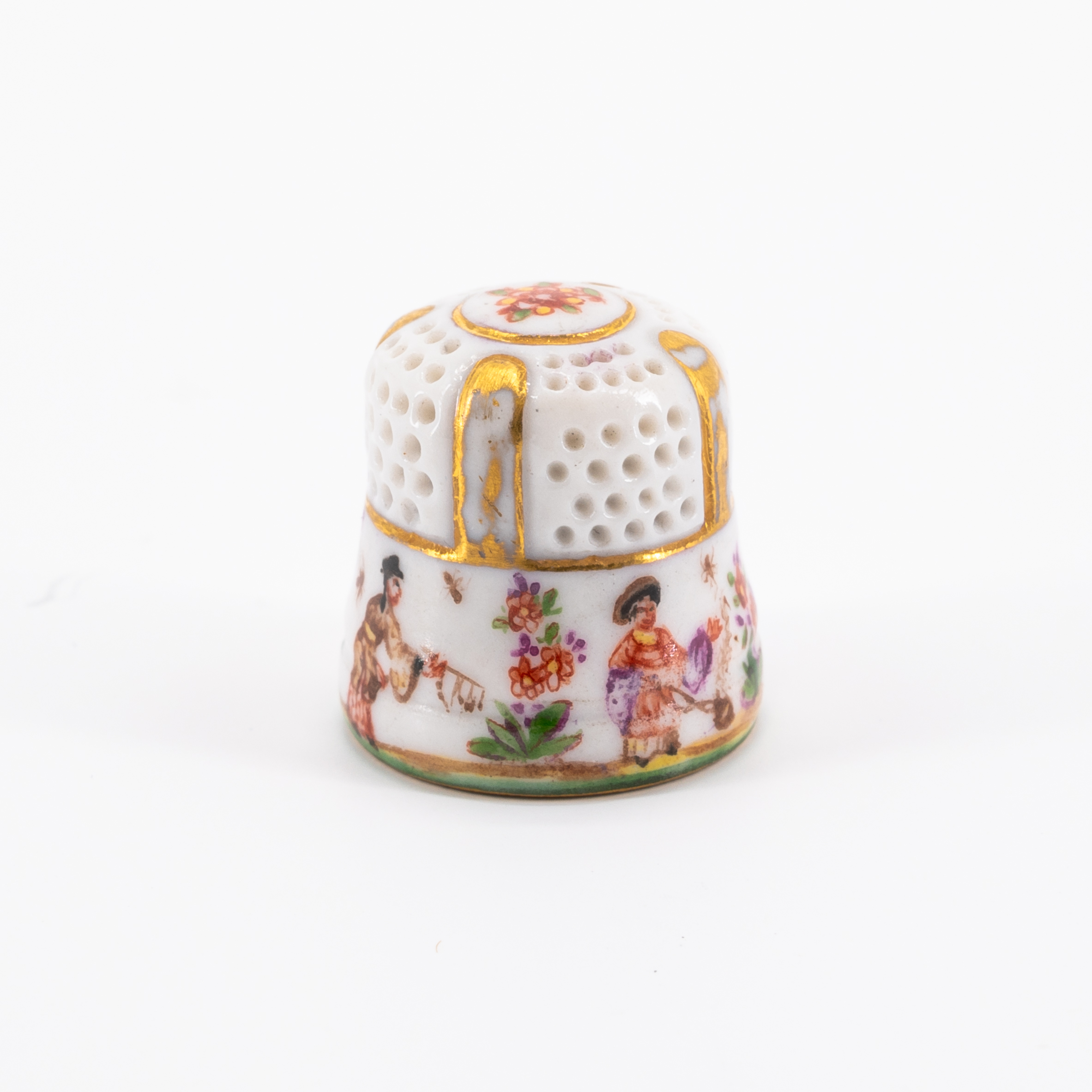 RARE PORCELAIN THIMBLE WITH VERY FINELY COLOURED CHINOISERIES - Image 2 of 6