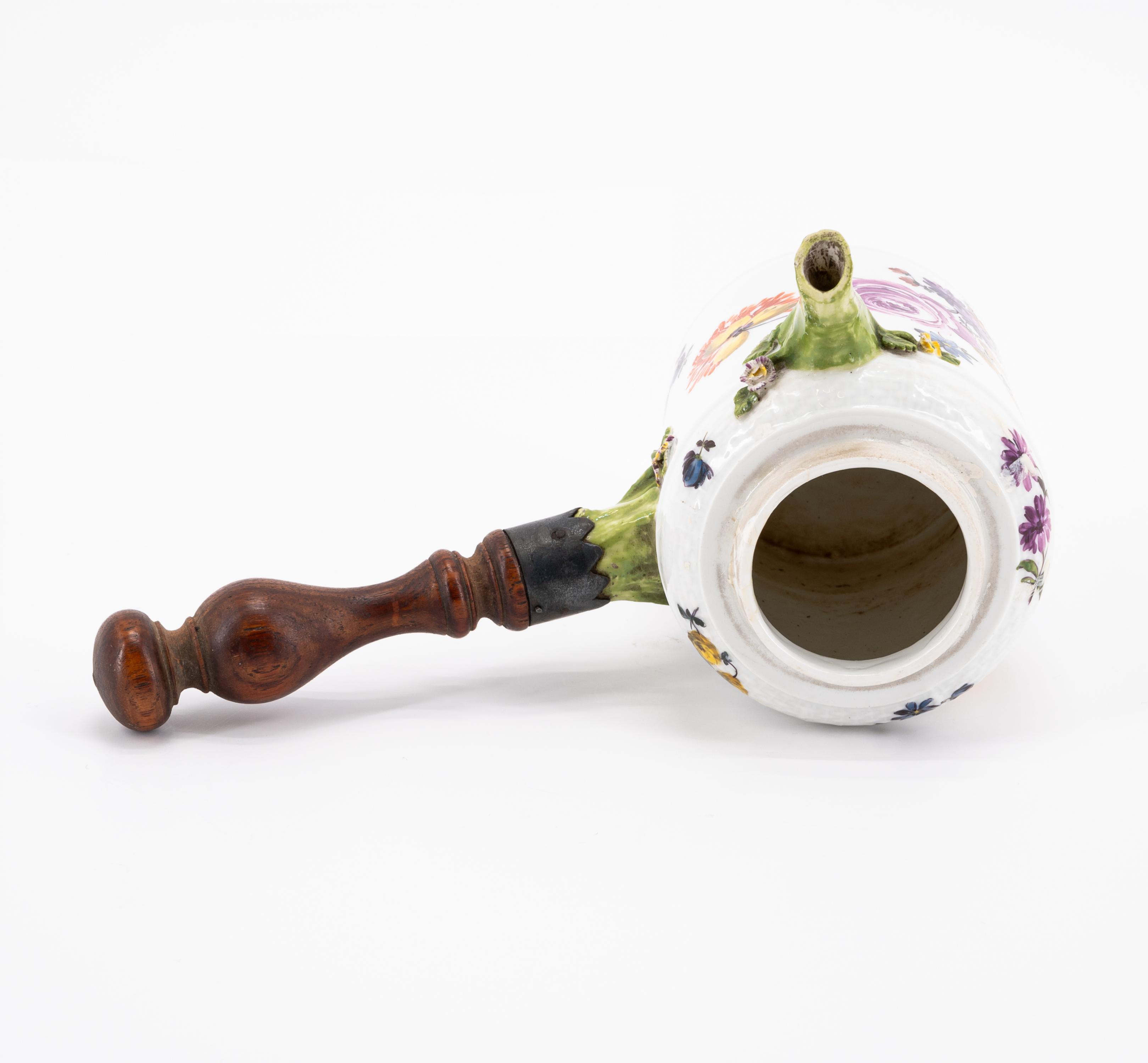 PORCELAIN BOURDALOU, BOWL AND CHOCOLATE POT WITH FLORAL DECOR - Image 12 of 13