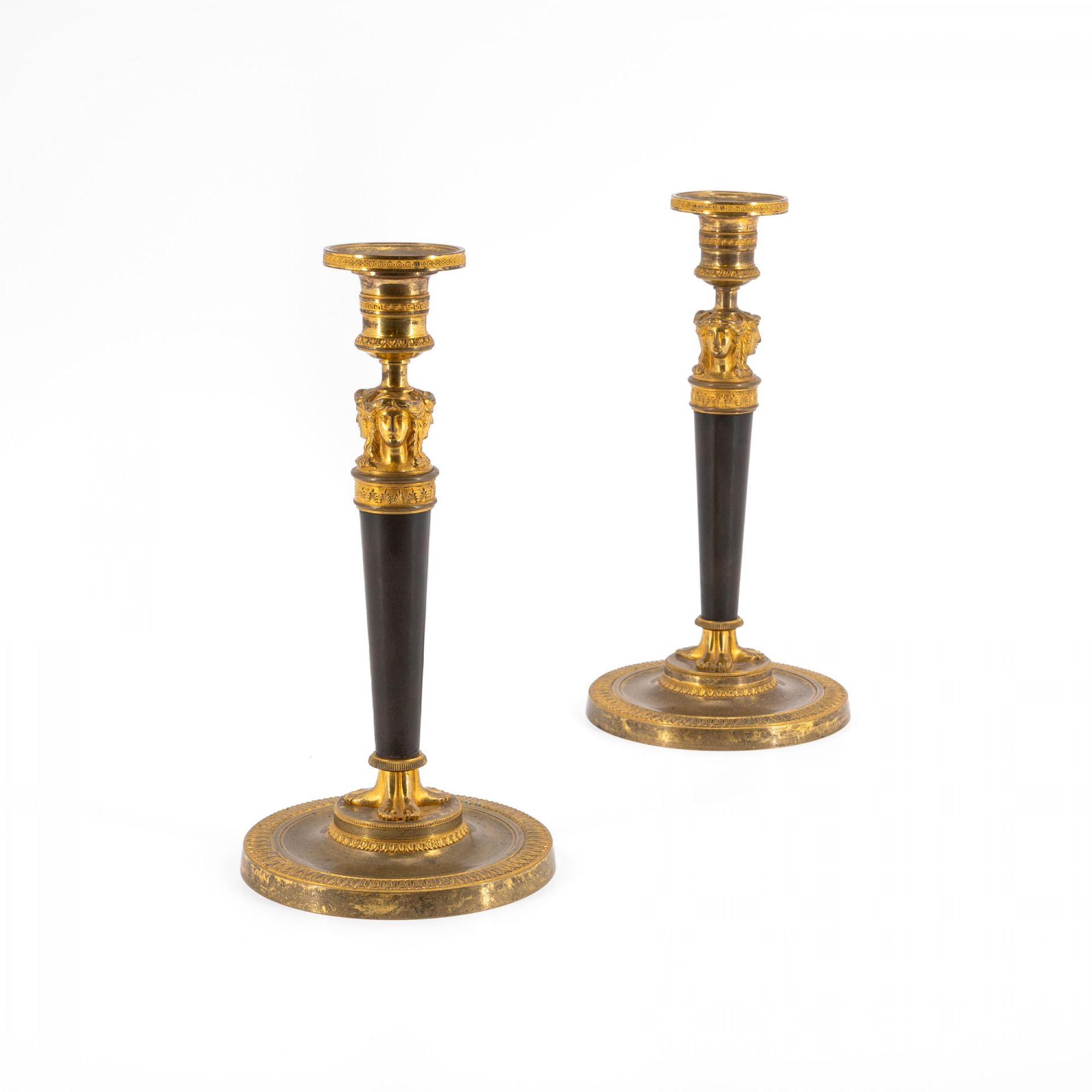 COUPLE OF BRONZE CANDELSTICKS EMPIRE WITH HERMAS - Image 2 of 7