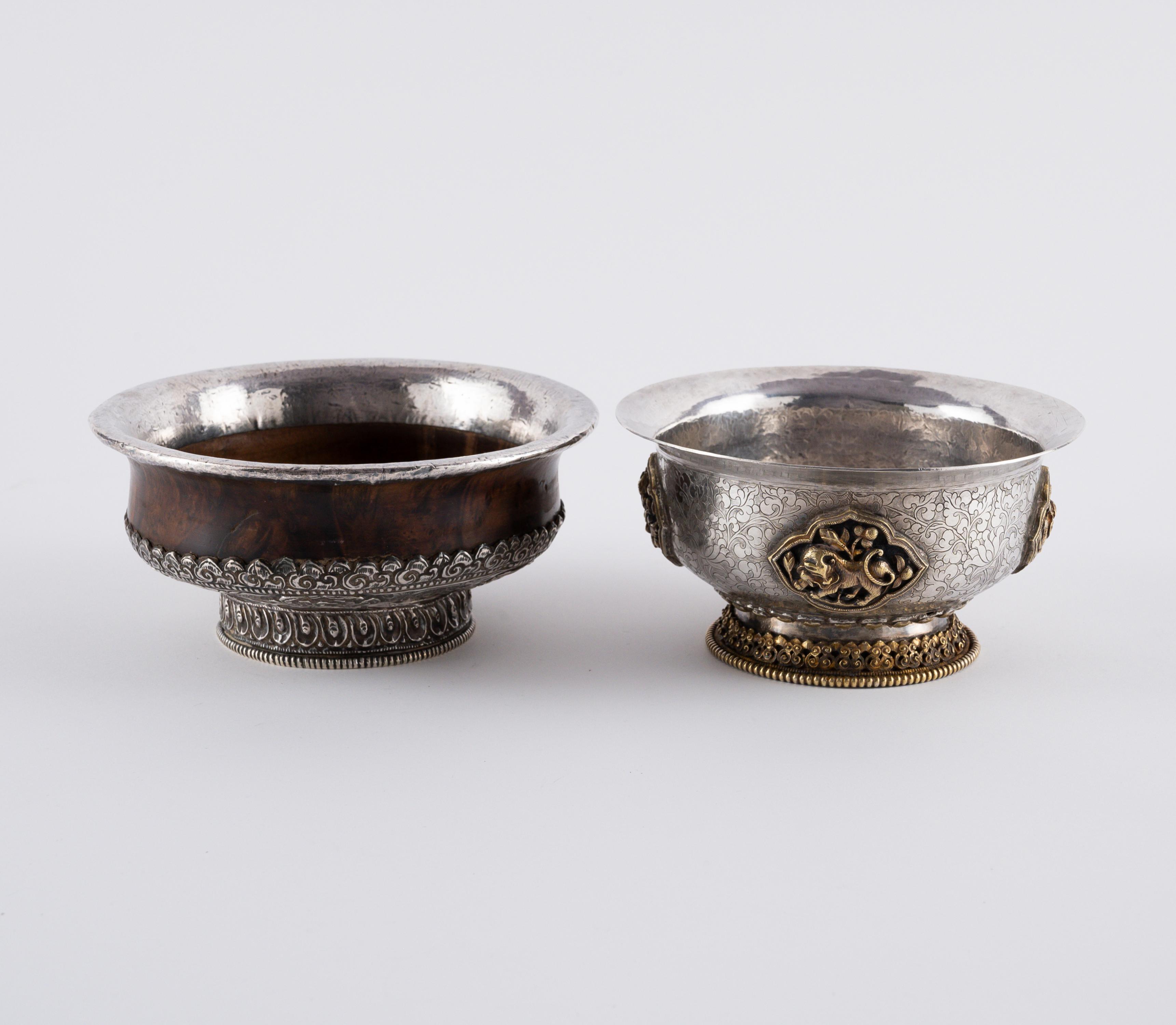 TWO SILVER TEA CUPS STANDS AND THREE TEA BOWL (PHORBA) - Image 3 of 19