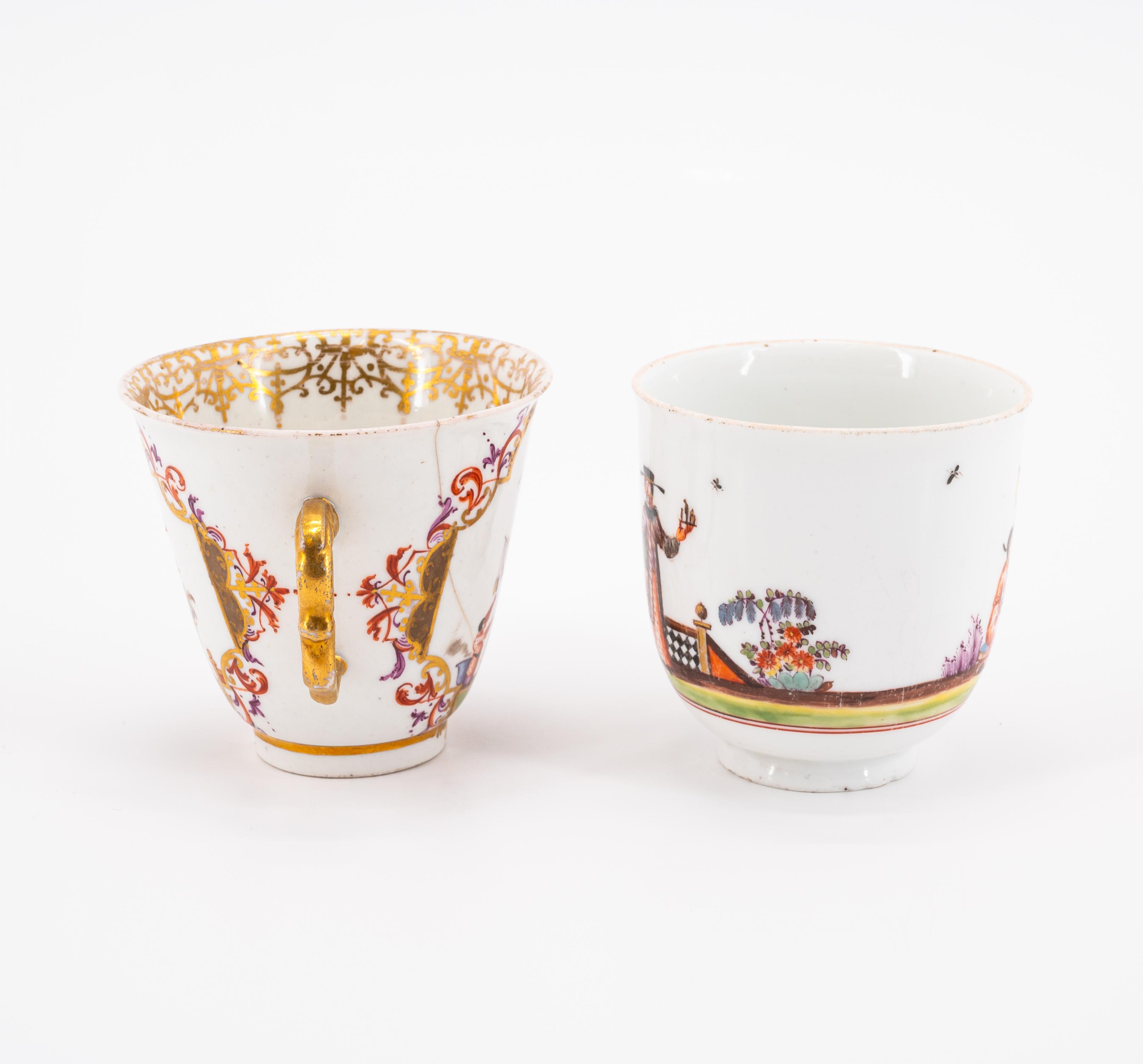 TWO PORCELAIN CUPS AND ONE SAUCER WITH CHINOISERIES - Image 4 of 8