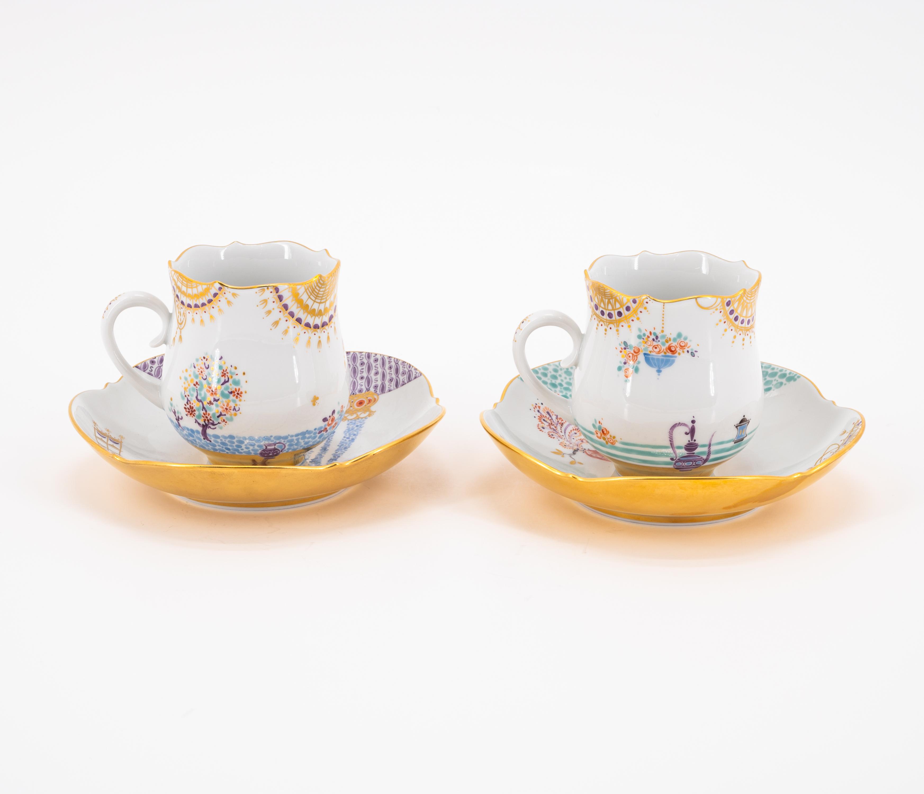 LARGE PORCELAIN COFFEE SERVICE WITH '1001 NIGHTS' DECOR FOR 12 PEOPLE - Image 9 of 19