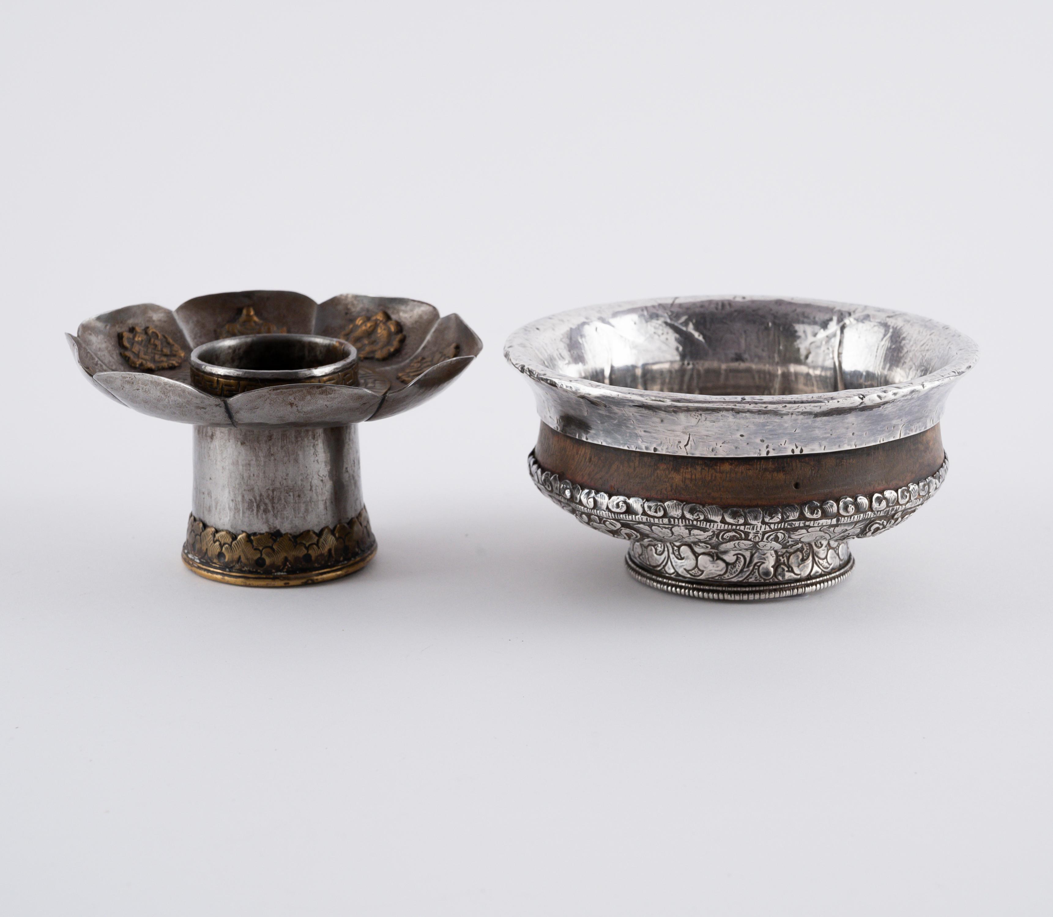 TWO SILVER TEA CUPS STANDS AND THREE TEA BOWL (PHORBA) - Image 8 of 19