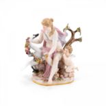 PORCELAIN FIGURE OF LEDA WITH THE SWAN AND CUPID