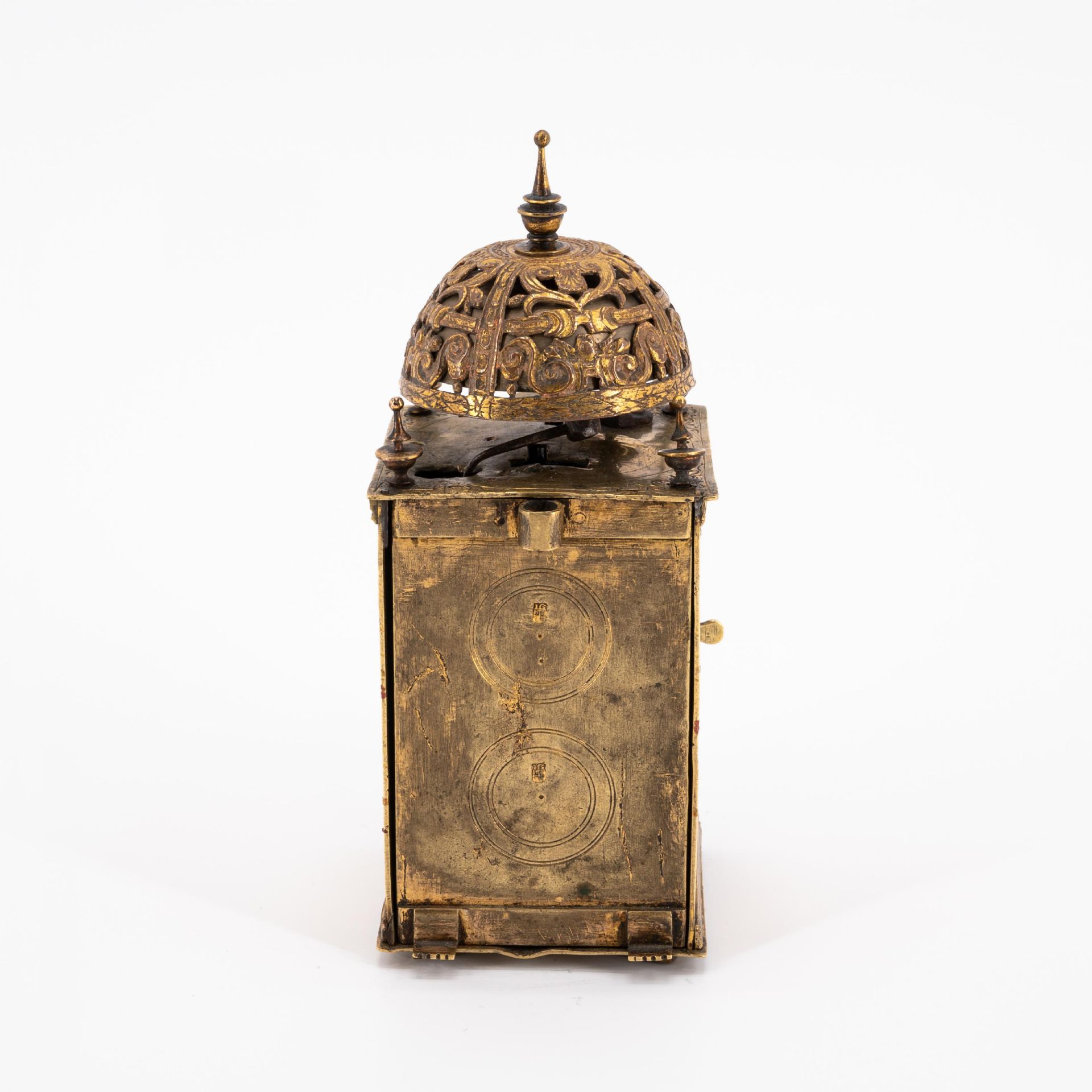 BRASS TABERNACLE CLOCK WITH FRONT ZAPPLER - Image 4 of 6