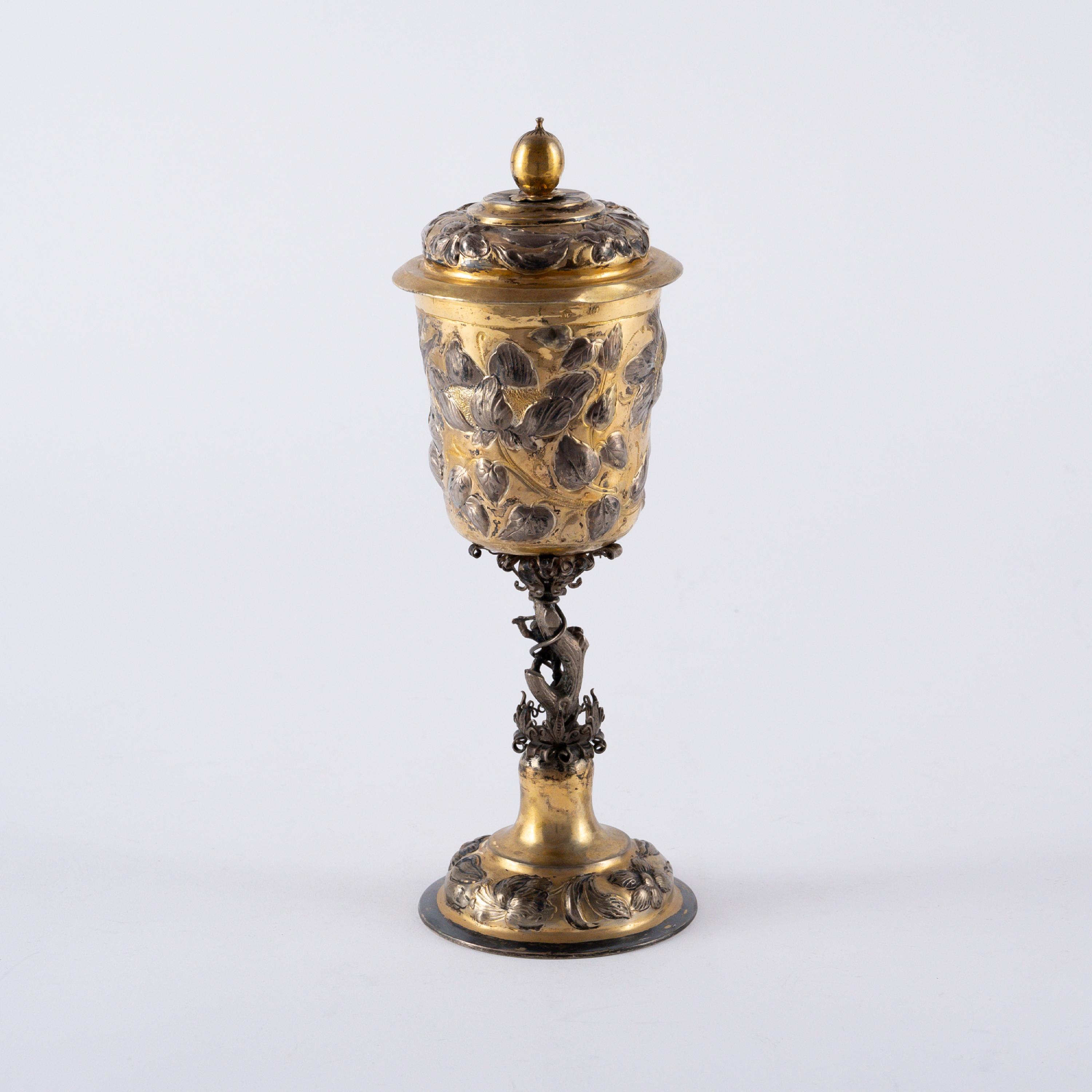 EXCEPTIONAL SILVER LIDDED GOBLET WITH FLOWERS - Image 4 of 7