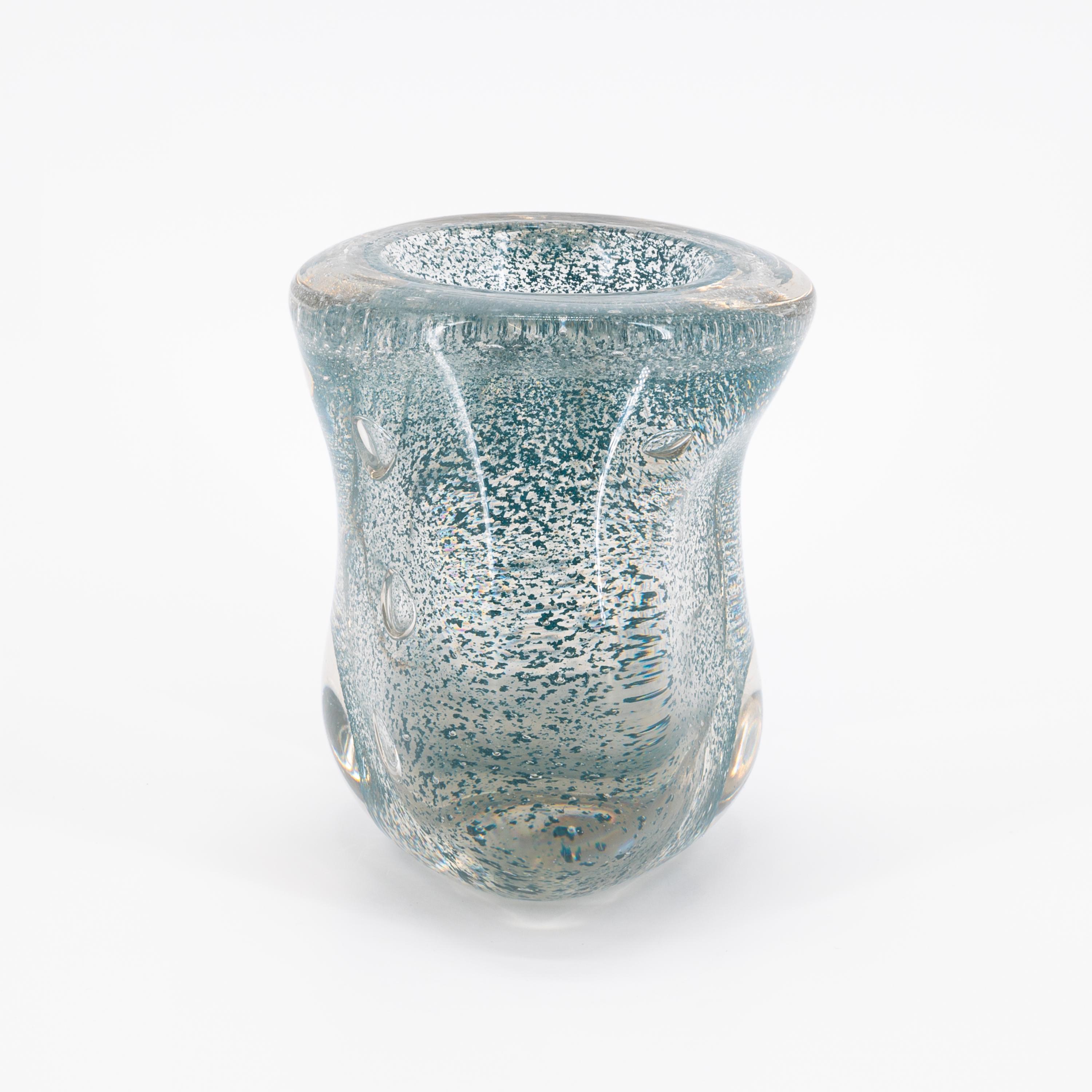 GLASS VASE WITH TURQUOISE BLUE POWDER INCLUSIONS - Image 2 of 6