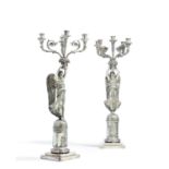COUPLE OF EXCEPTIONAL SILVER GIRNANDOLES WITH VICTORIAN STYLE EMPIRE