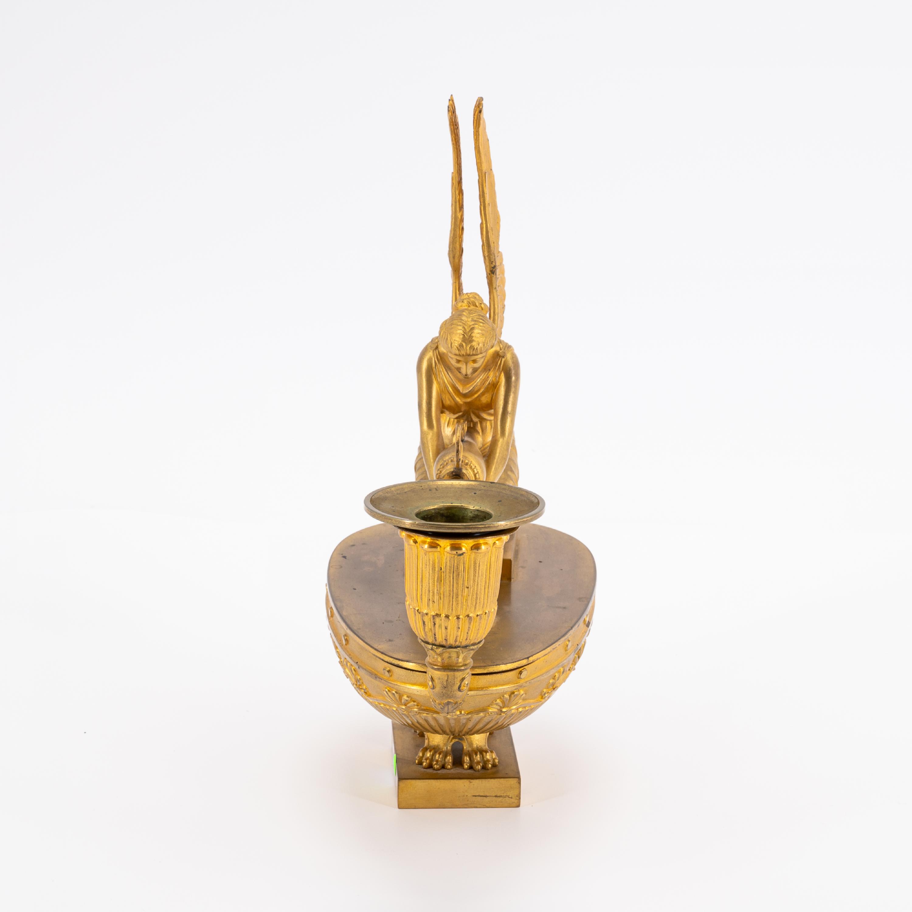 BRONZE CANDLESTICK IN THE FORM OF AN OIL LAMP EMPIRE - Image 5 of 7