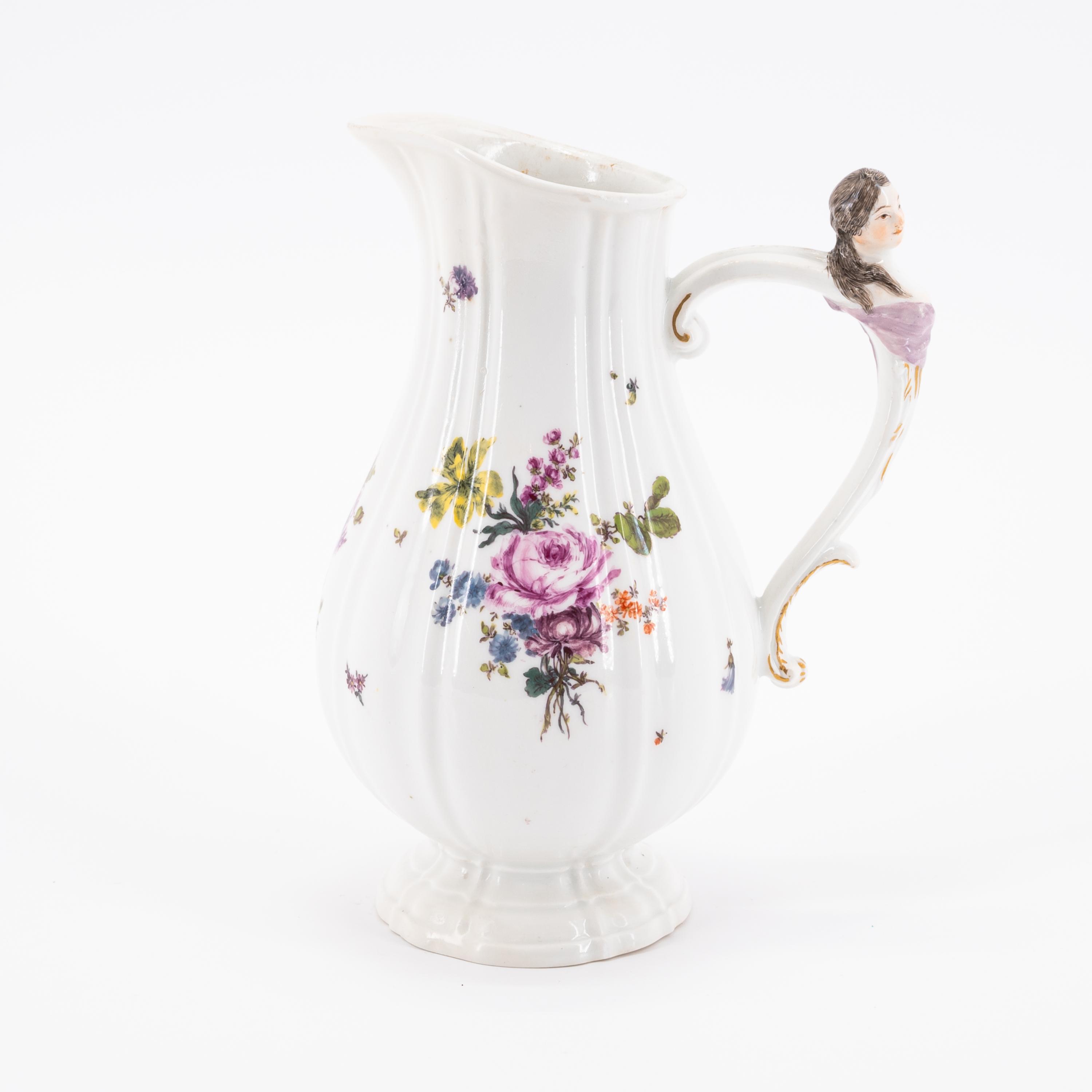 TWO PORCELAIN VASES, ONE MILK JUG AND ONE SMALL BOWL WITH OMBRE FLOWERS - Image 7 of 13