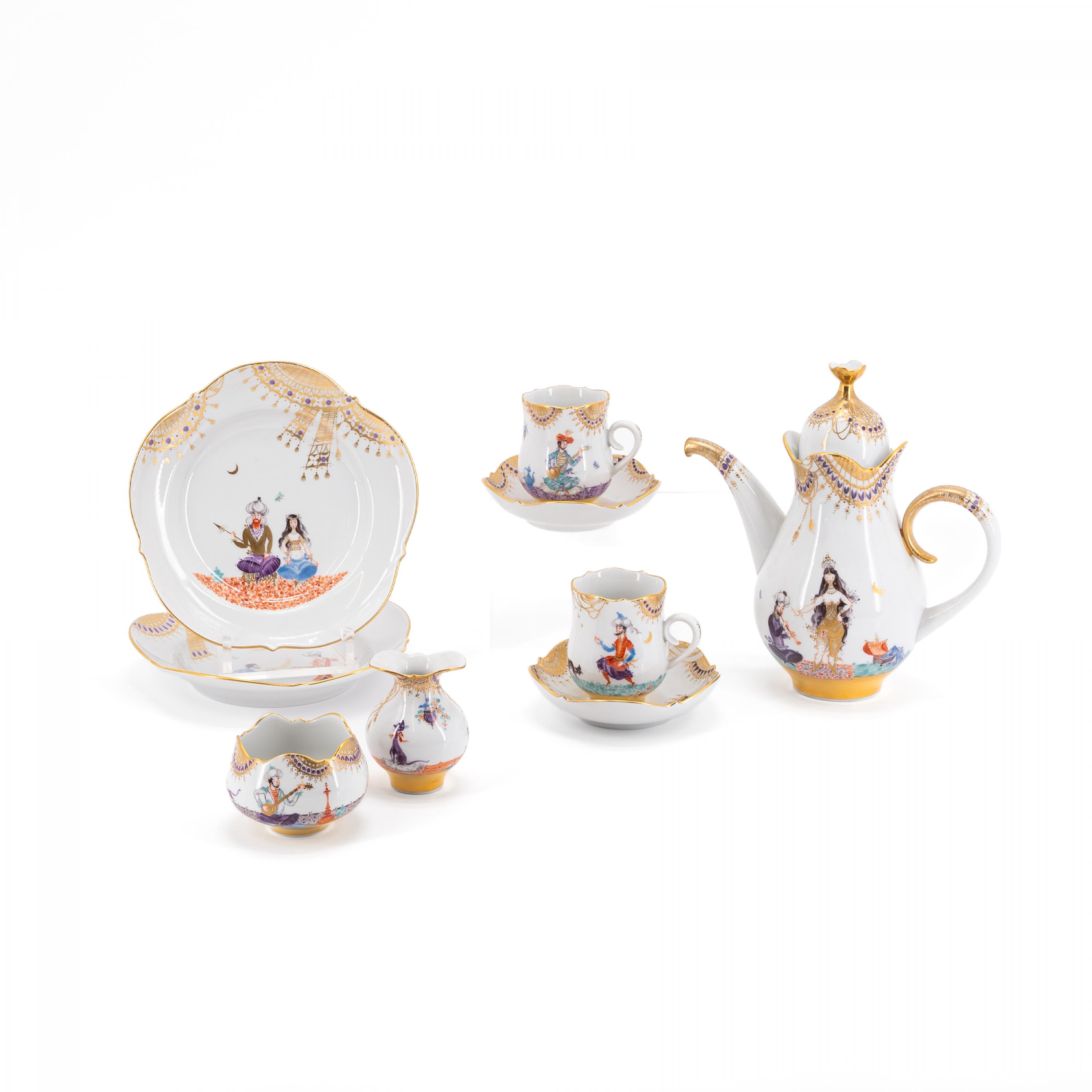 PORCELAIN MOCHA SERVICE '1001 NIGHTS' FOR SIX PEOPLE