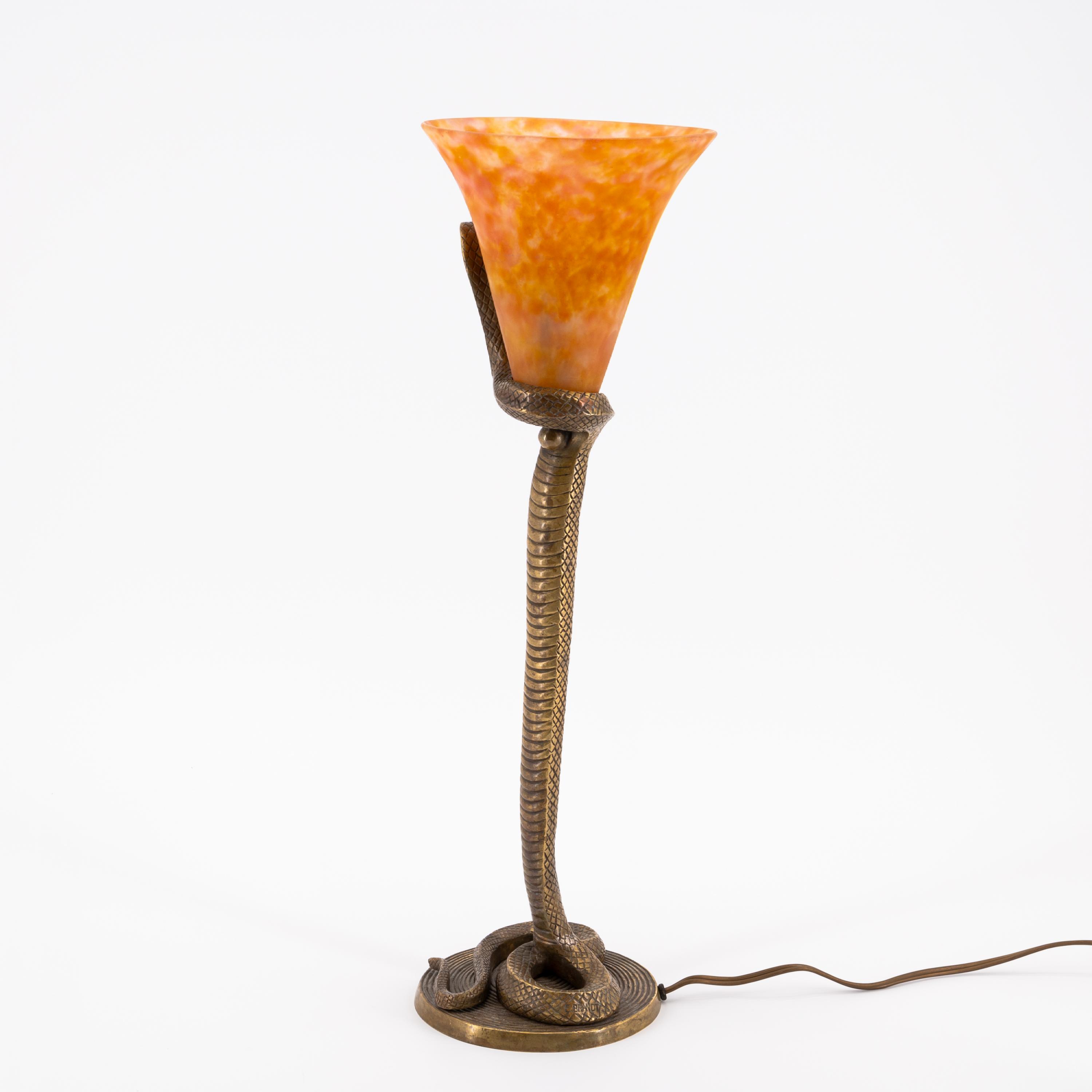 GLASS TABLE LAMP 'SERPENT' WITH COBRA SNAKE - Image 3 of 7