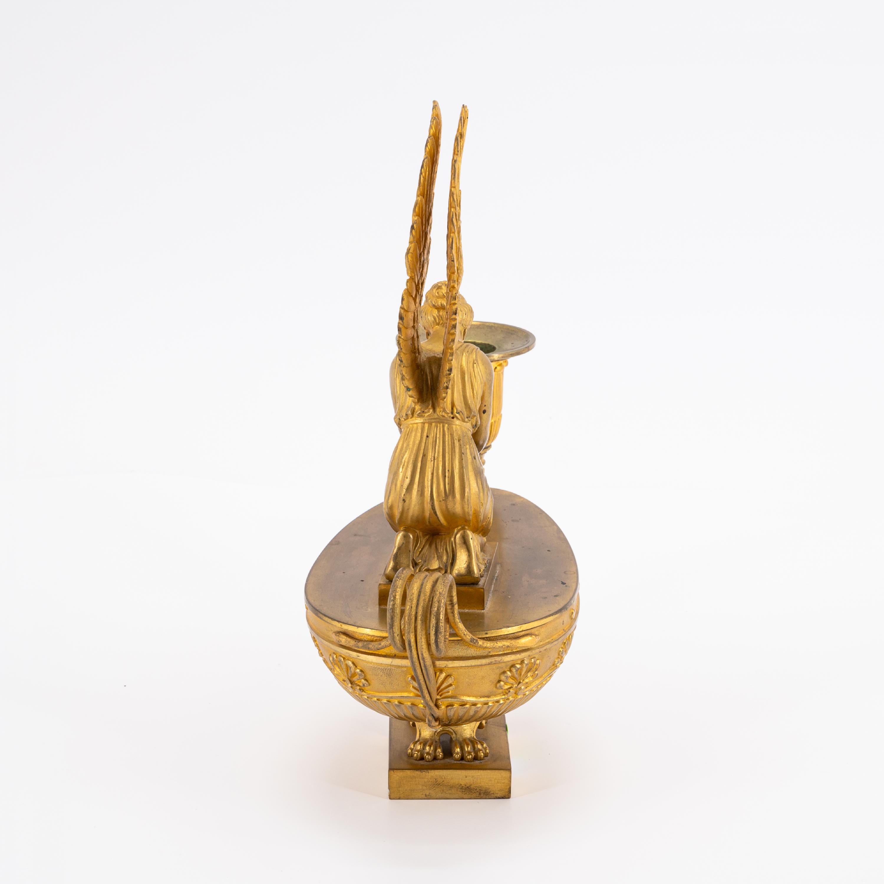 BRONZE CANDLESTICK IN THE FORM OF AN OIL LAMP EMPIRE - Image 3 of 7