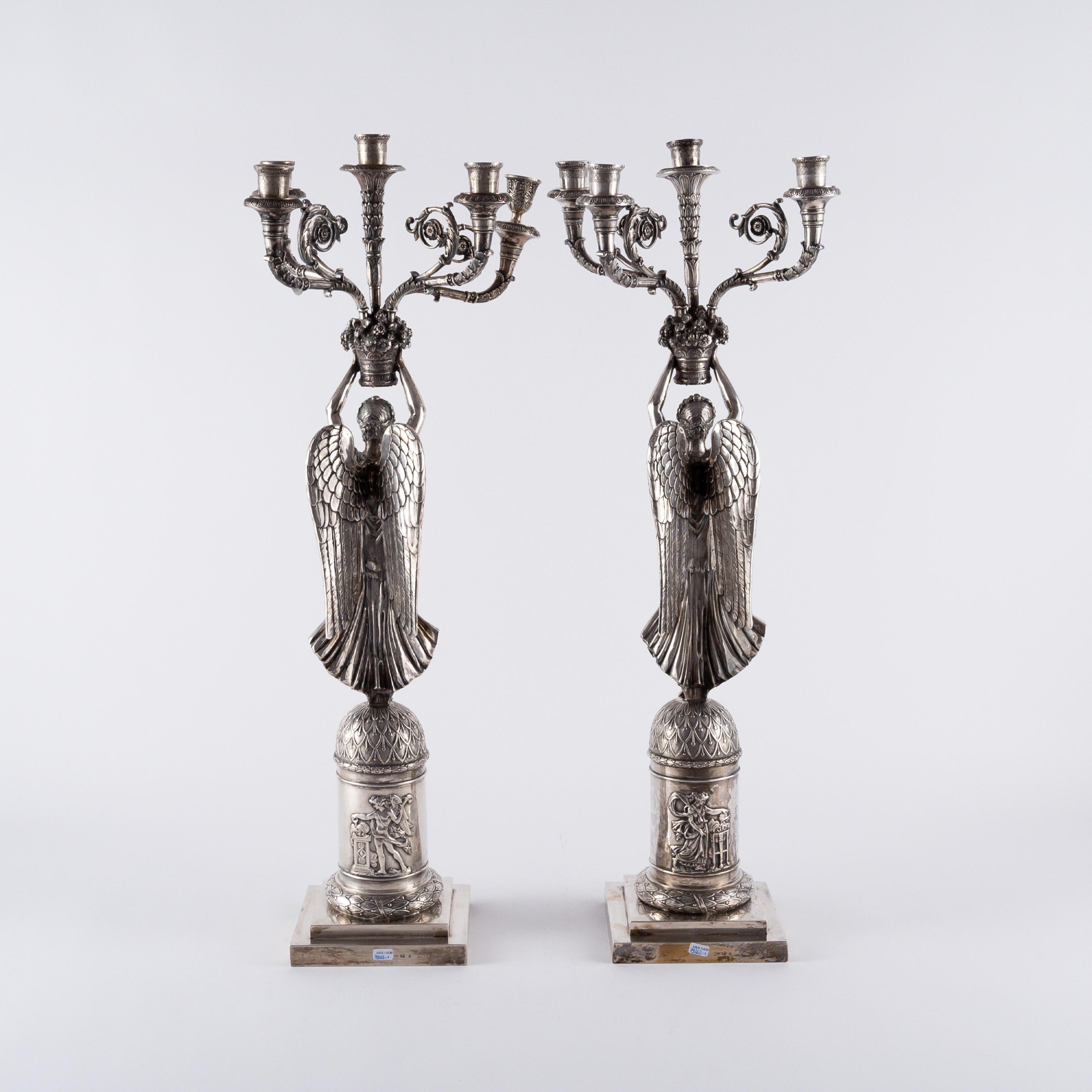 COUPLE OF EXCEPTIONAL SILVER GIRNANDOLES WITH VICTORIAN STYLE EMPIRE - Image 4 of 8