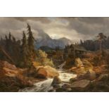 Andreas Achenbach: Wildbach mit Wassermühle in Norwegen