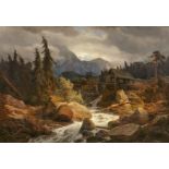 Andreas Achenbach: Wild Stream with Watermill in Norway