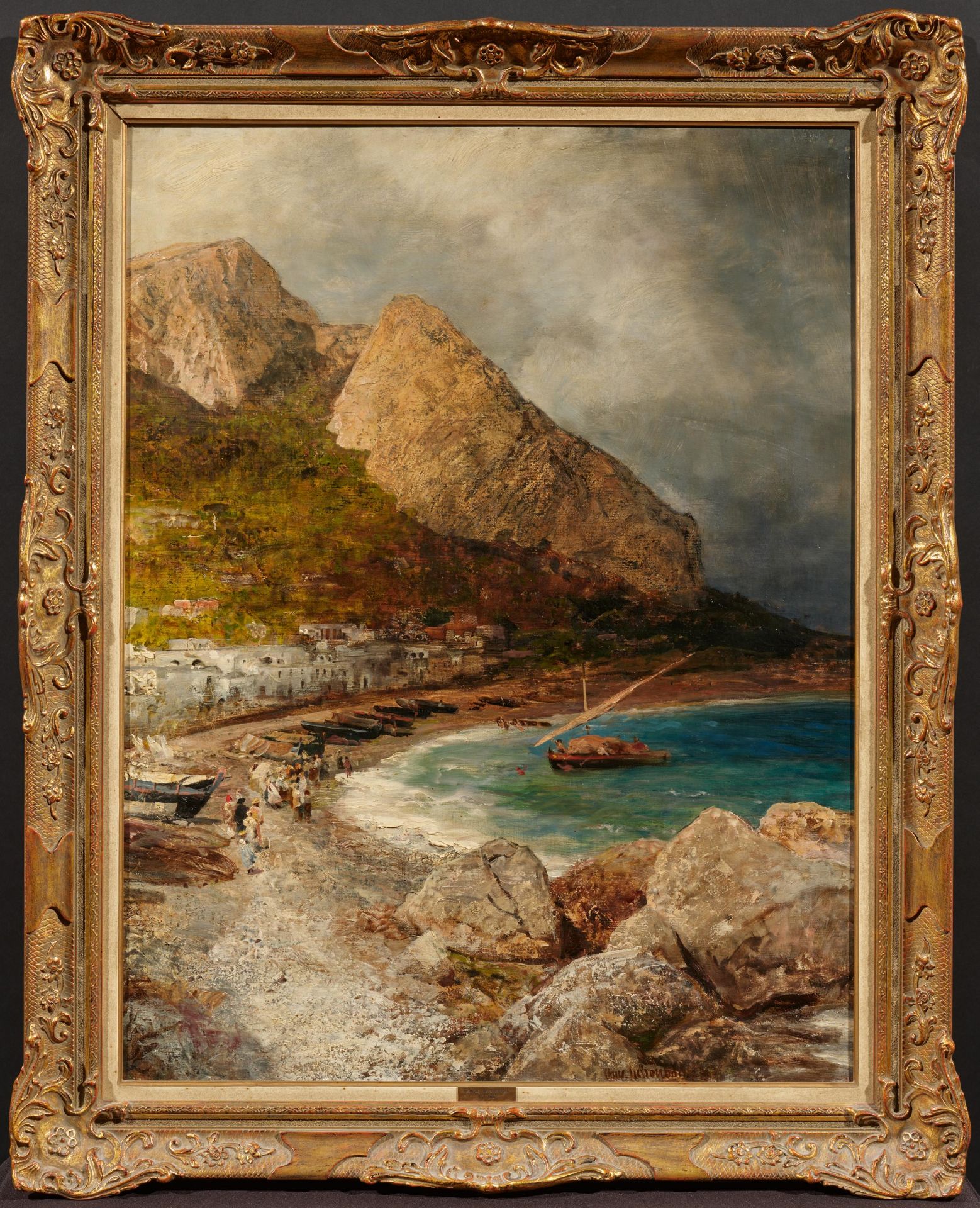 Oswald Achenbach: Fischerboote am Strand von Capri - Bild 2 aus 4