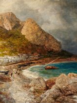 Oswald Achenbach: Fischerboote am Strand von Capri