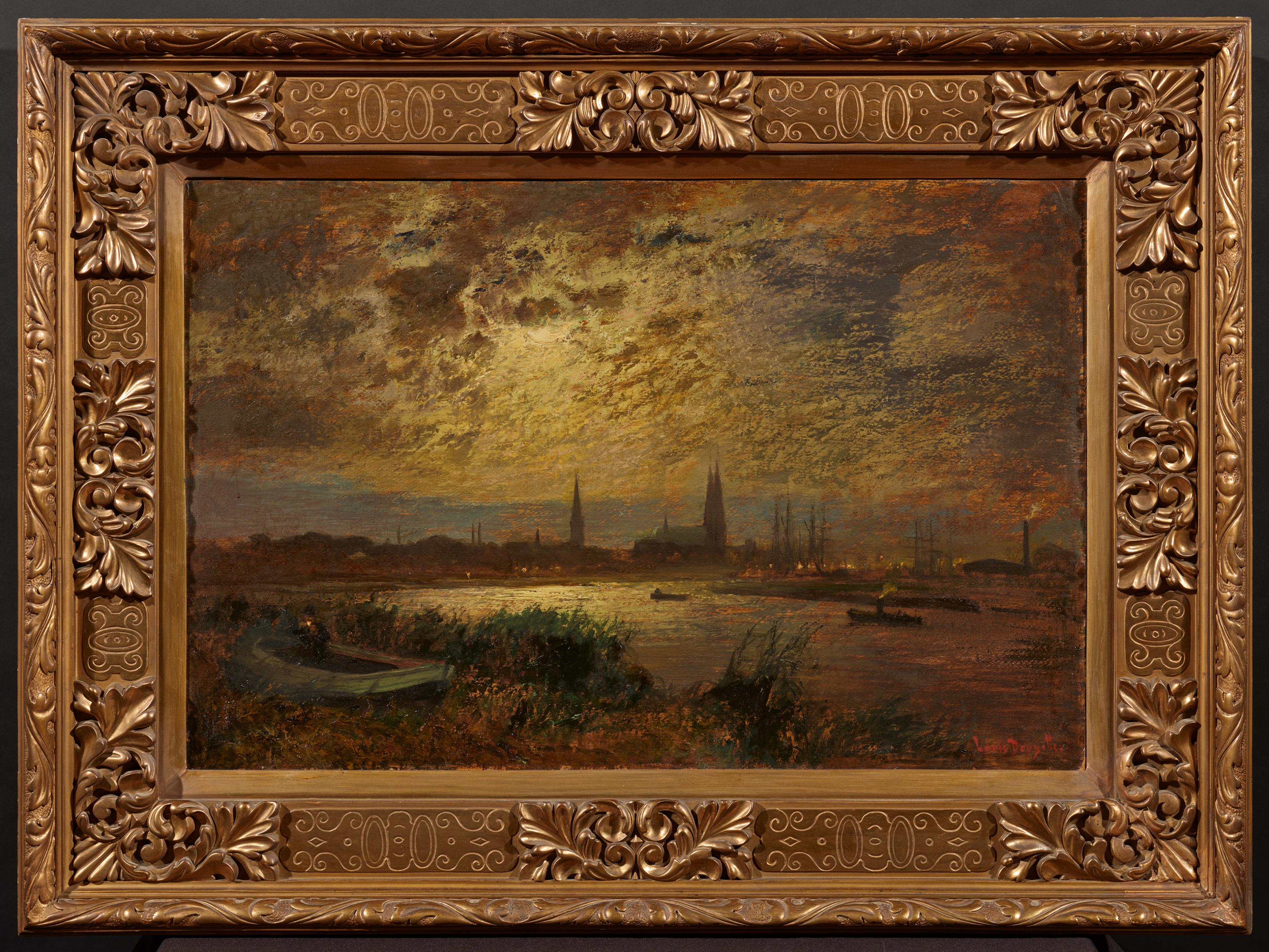 Louis Douzette: Night View over Trave towards Lübeck - Image 2 of 4