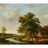 Hendrikus van de Sande Bakhuyzen: Wide Landscape with Cattle at the Waterside