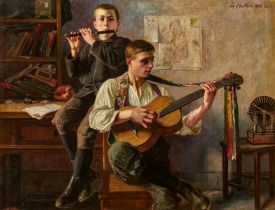 Theodor Matthei: Zwei musizierende Brüder