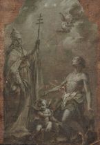 Giuseppe Varotti: Grisaille mit dem Heiligen Gregor dem Großen und dem Heiligen Sebastian