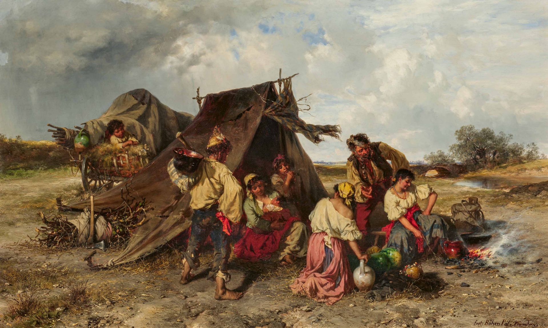 Pál Böhm: Family in the Camp in the Puszta