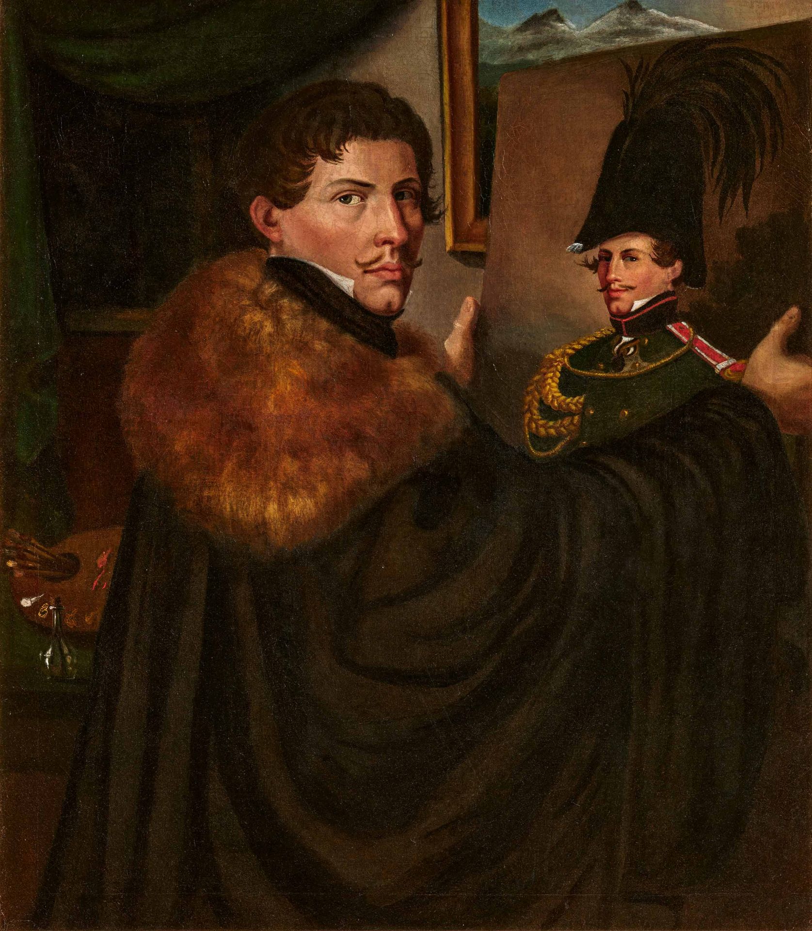 Carl Wilhelm Freiherr von Heideck: The Painter's Self Portrait in front of his Portrait as Bavarian