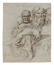 Luigi Sabatelli: Philosoph sitzend in Meditation und zwei Köpfe eines alten Mannes