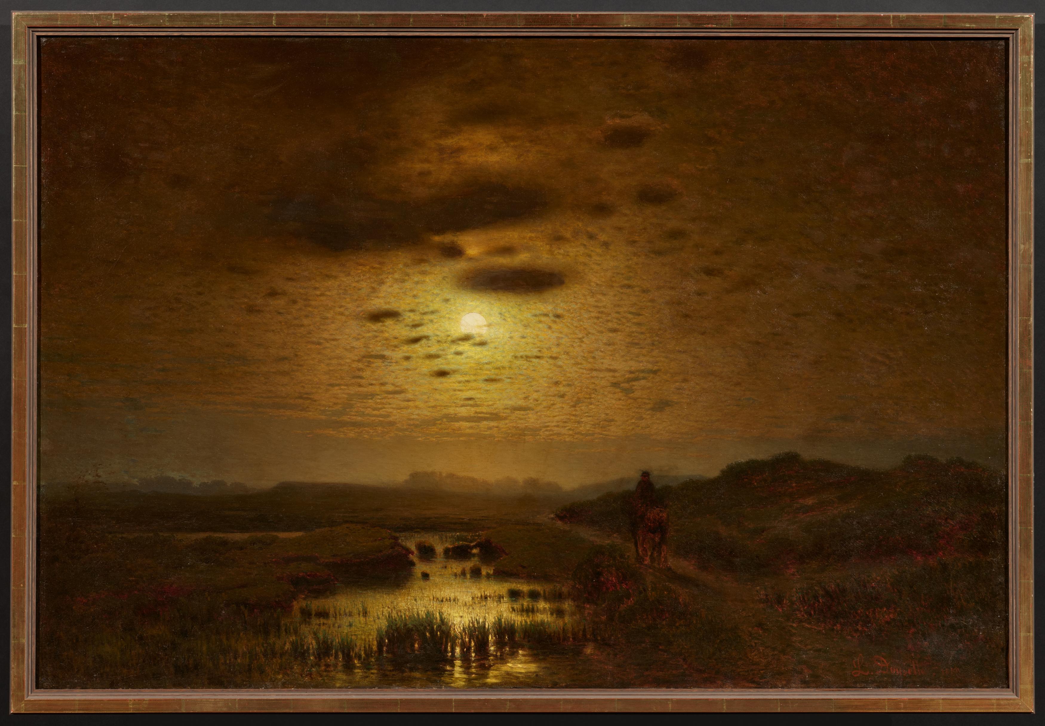 Louis Douzette: Moorland Landscape in the Light of the Full Moon - Image 2 of 4