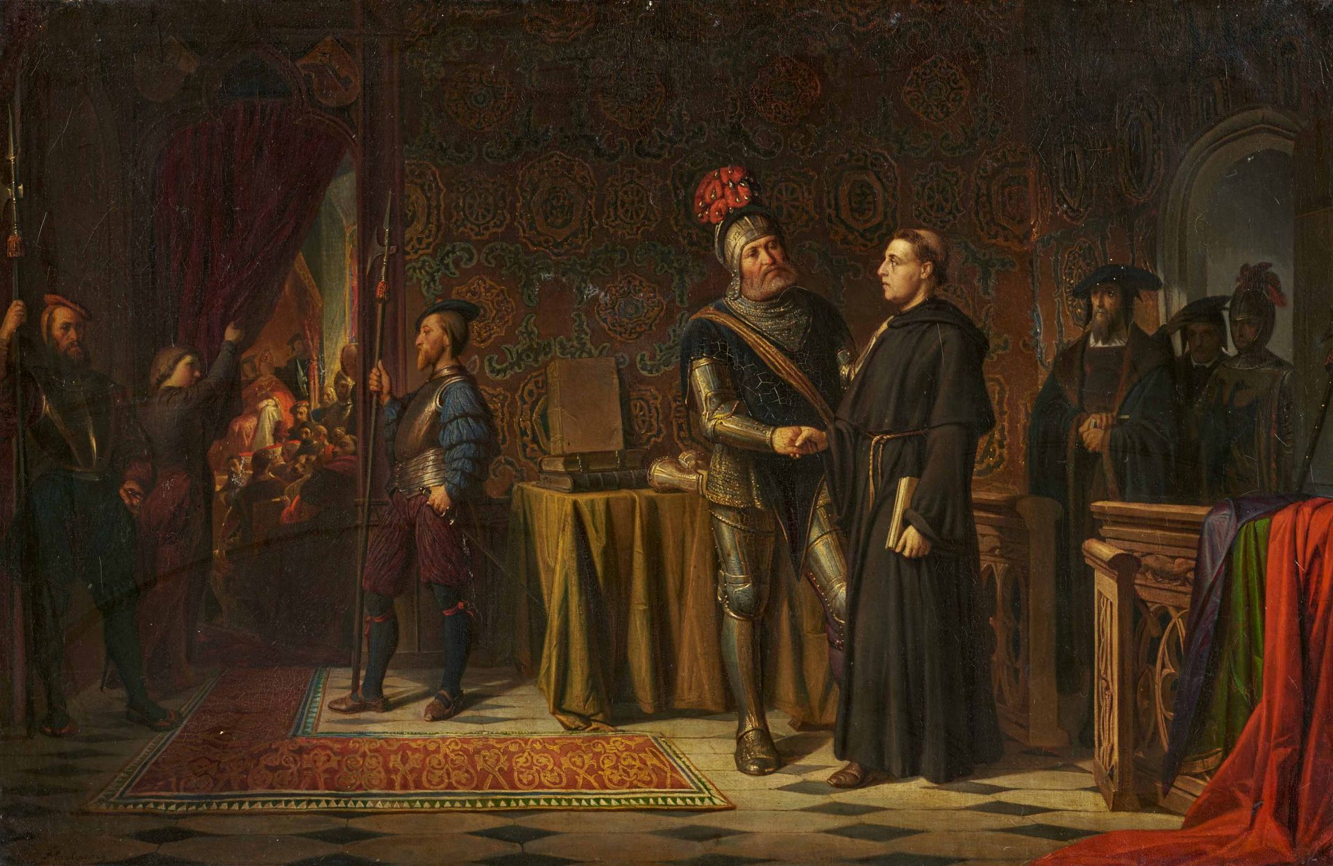 Frederik Wilhelm Martersteig: Luther vor dem Eintritt in den Reichstag zu Worms vom Ritter Frundsber
