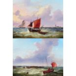Louis Verboeckhoven: Zwei Gemälde: Segler vor der Küste