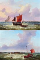 Louis Verboeckhoven: Zwei Gemälde: Segler vor der Küste