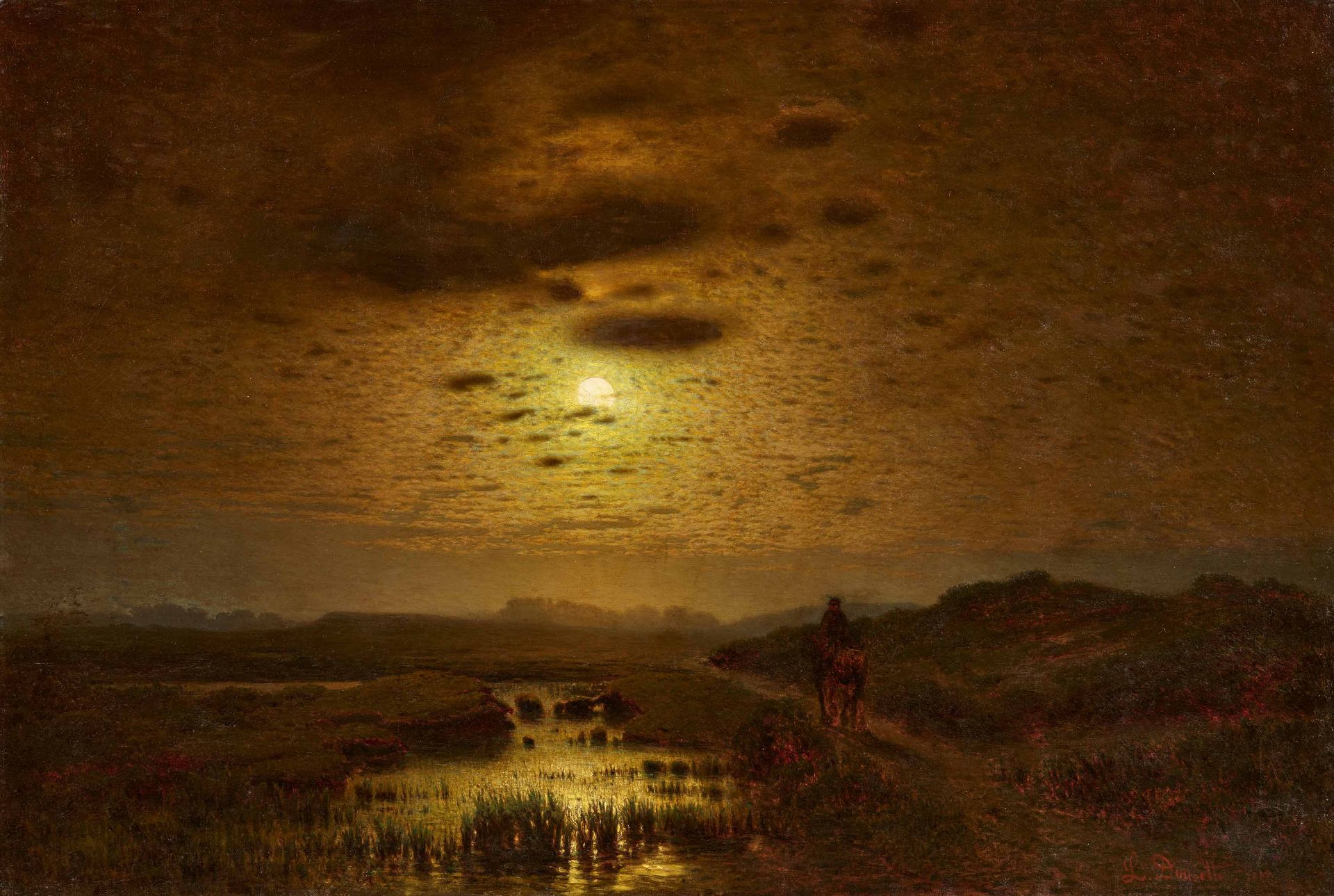 Louis Douzette: Moorland Landscape in the Light of the Full Moon