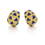 Van Cleef & Arpels: Crowned-Lapis-Lazuli-Diamond-Ear Clip Ons