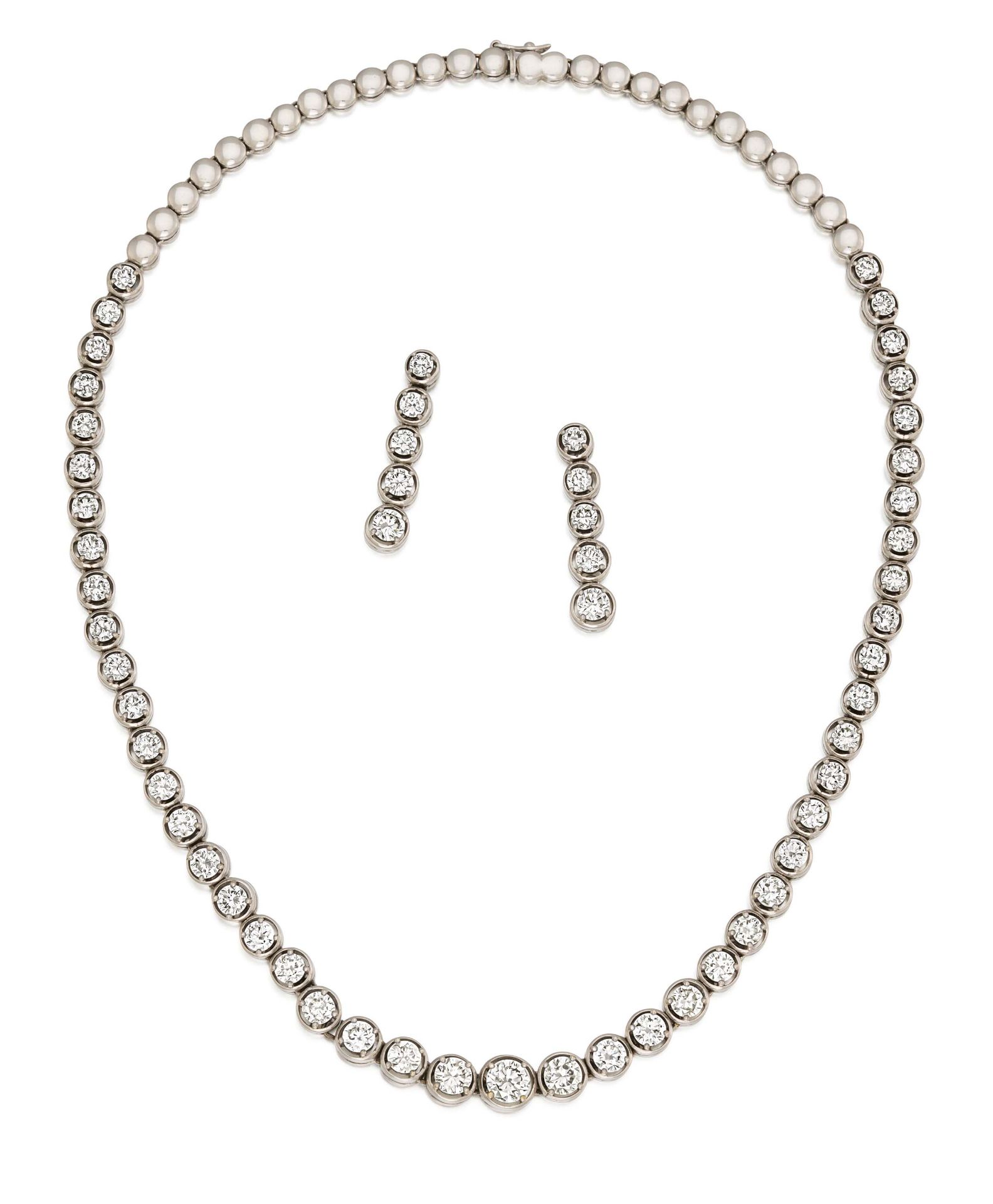 Diamant-Set: Collier und Ohrschmuck