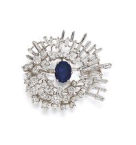 Sapphire-Diamond-Brooch