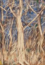 Christian Rohlfs: Bäume vor blauem Hintergrund