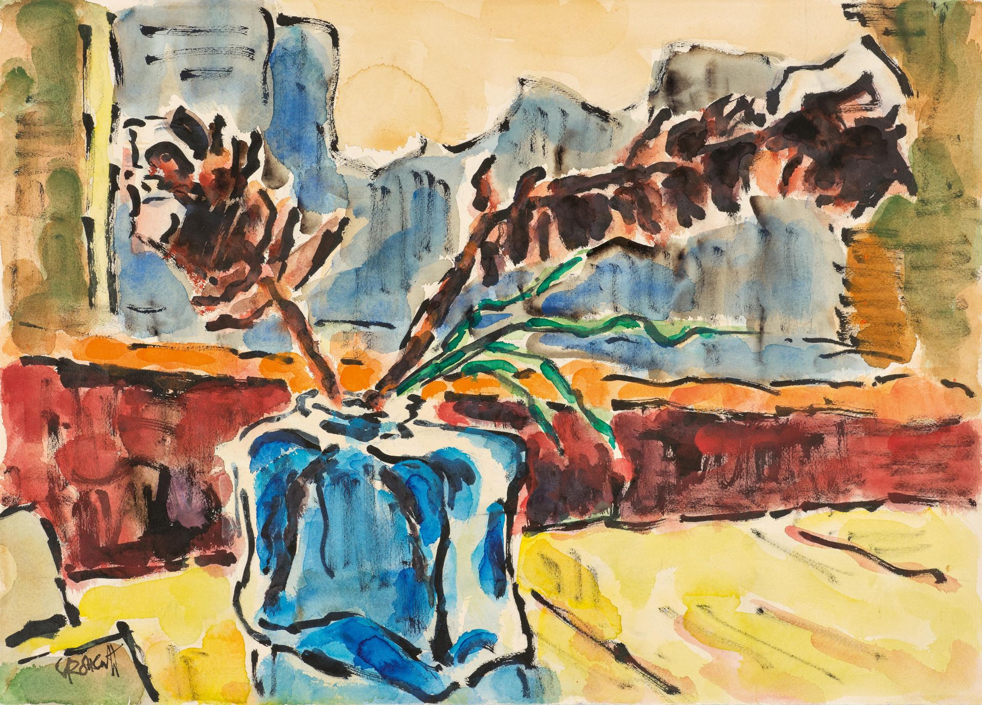 Karl Schmidt-Rottluff: Proteablüten im Glas