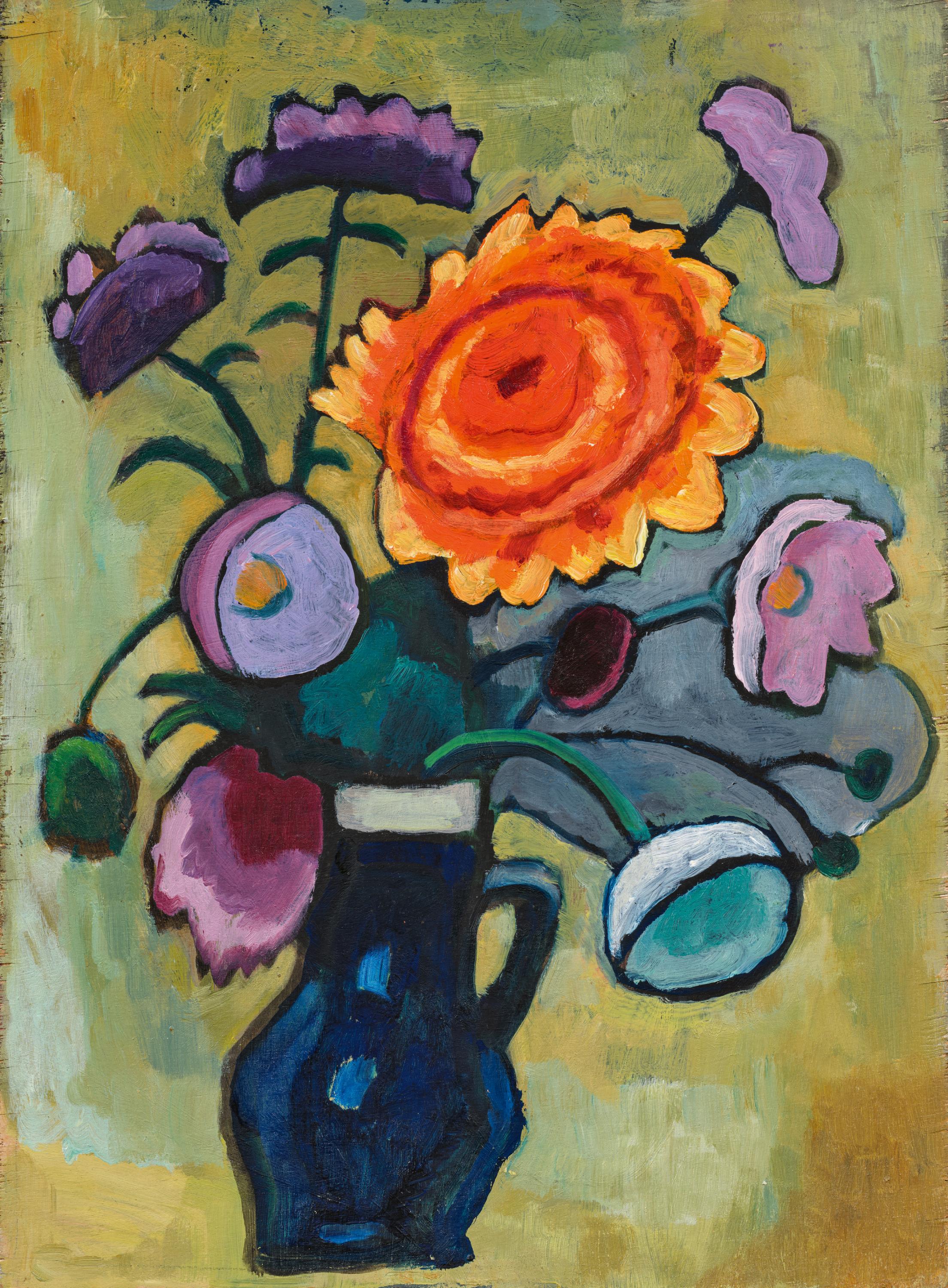 Gabriele Münter: Blumenbild mit rosa Dahlie