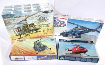 MRC, Smer & Italeri a boxed group of Helicopter unmade model kits