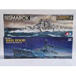 Tamiya and Trumpeter a mixed pair of 1/350 scale War Ships to include Tamiya No. 78013 Bismarck G...