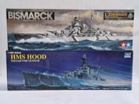 Tamiya and Trumpeter a mixed pair of 1/350 scale War Ships to include Tamiya No. 78013 Bismarck G...