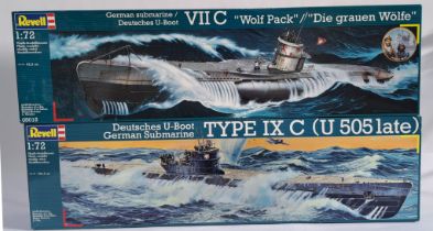 Revell a mixed boxed pair of 1/72 scale War ships to include 05015 "VII C Wolf Pack" and 05114 "T...