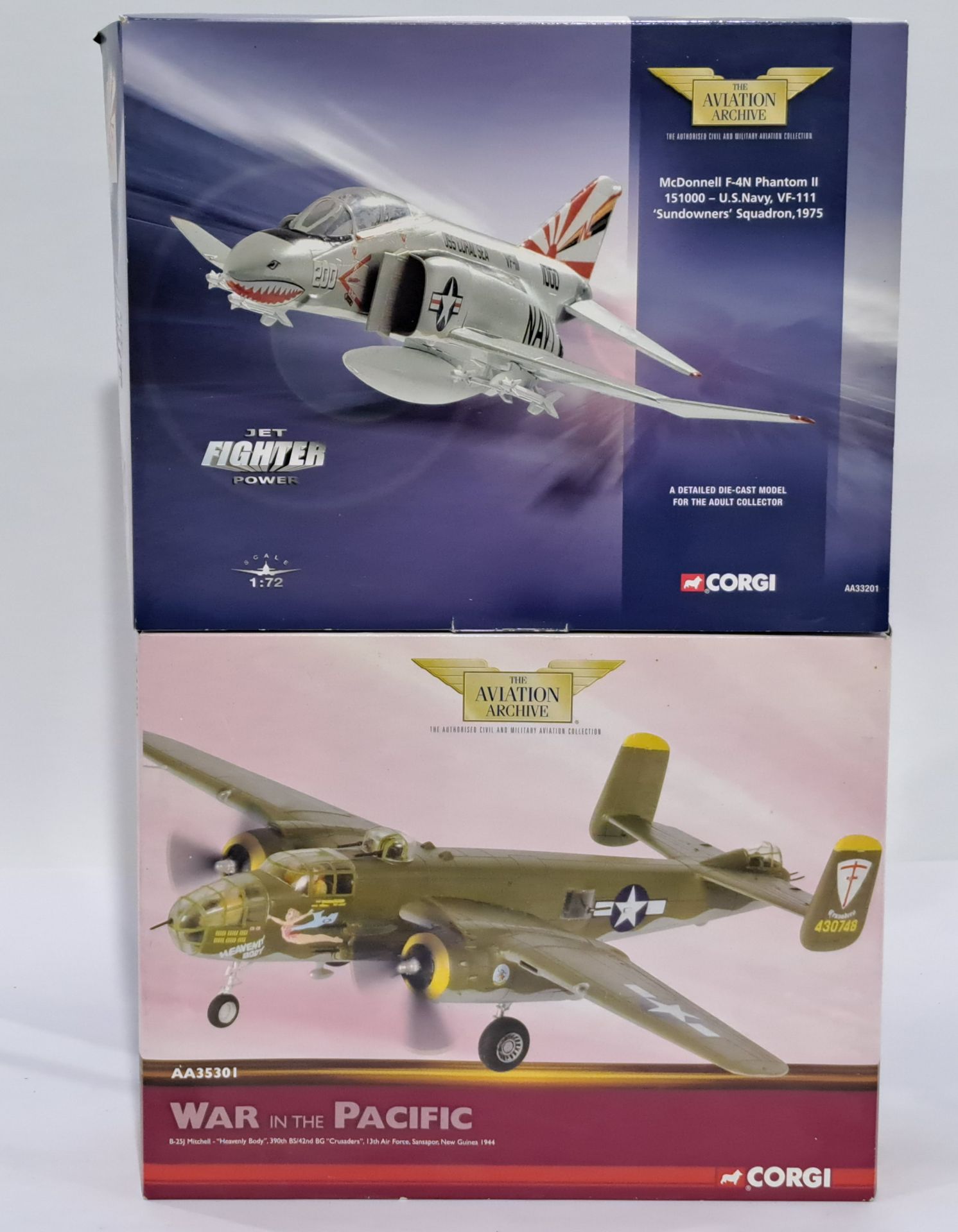 Corgi Aviation Archive a boxed group of War in the Pacific & Jet Fighter Power, 1/72 scale airpla...