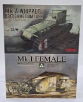 Takom & Meng a mixed boxed pair of 1/35 scale Military Tank/Vehicles to include Takom 2033 "Mk.I ...