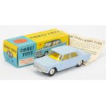 Corgi Toys 217 Fiat 1800 - Light sky blue including roof, yellow interior, silver trim flat spun ...