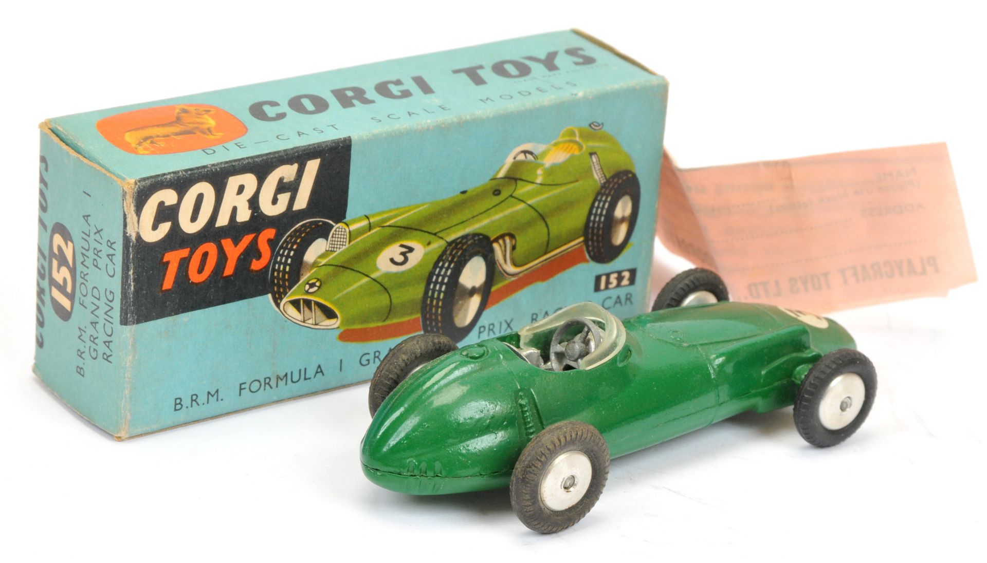 Corgi Toys 152 BRM Formula 1 "Grand Prix" Racing car - dark green, silver interior and trim - Image 2 of 2